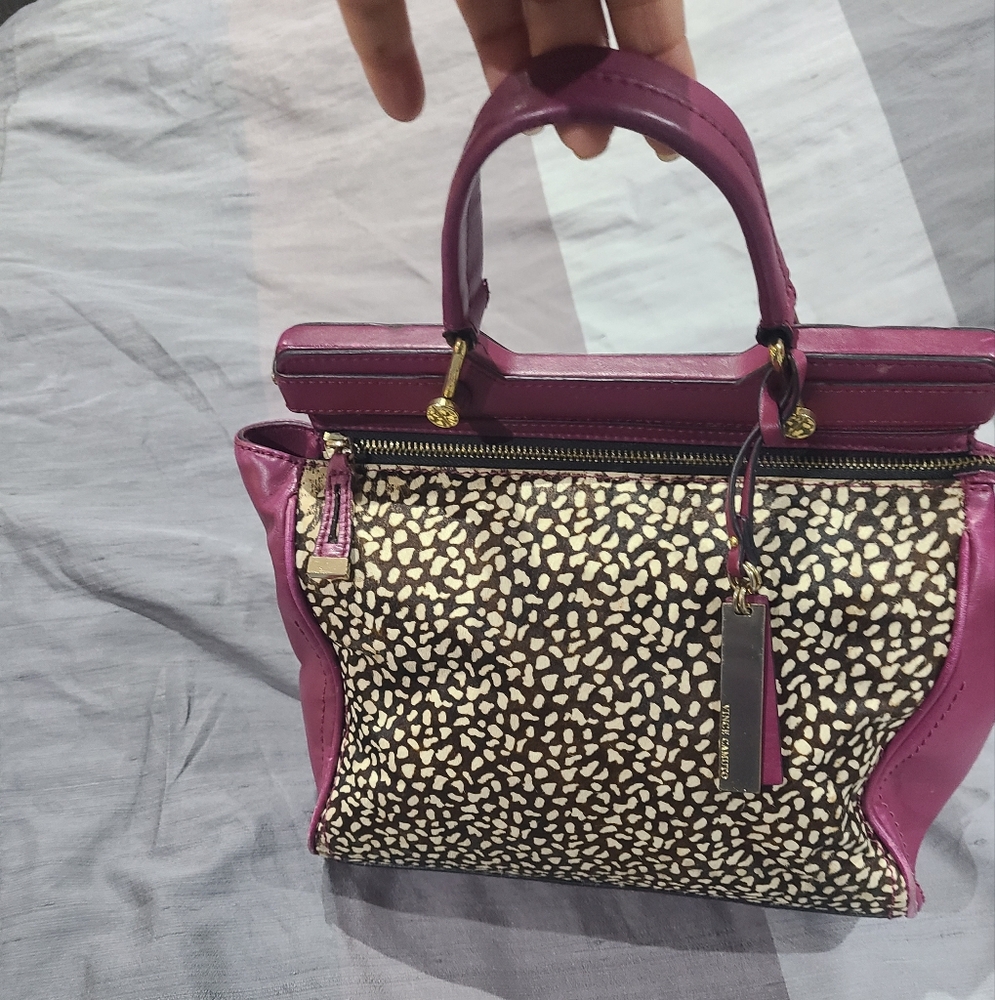 Vince Camuto Pink and Black Leather Crossbody Bag with Elegant Design